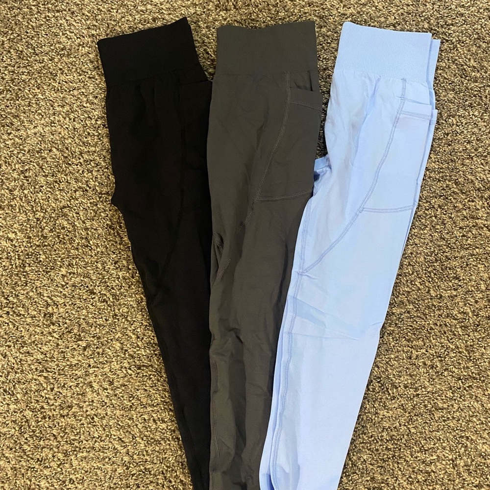 Black, Gray, and Blue Leggings
